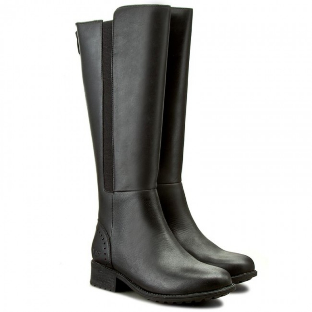UGG AUSTRALIA Vinson Black Leather Equestrian Riding Boot Size 6